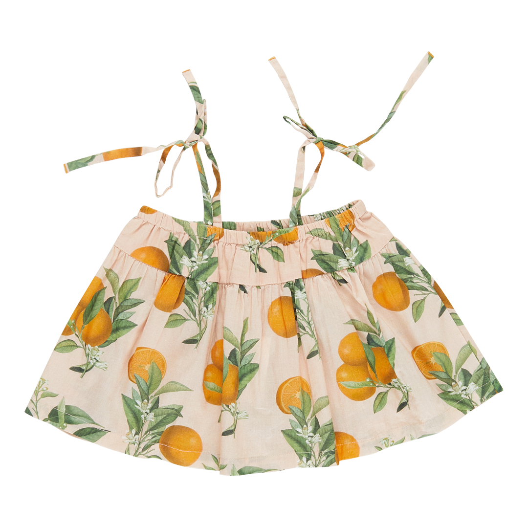 Girls Stella Top - Pink Botanical Oranges