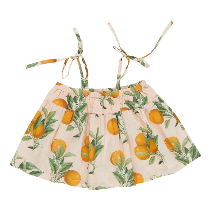Girls Stella Top - Pink Botanical Oranges