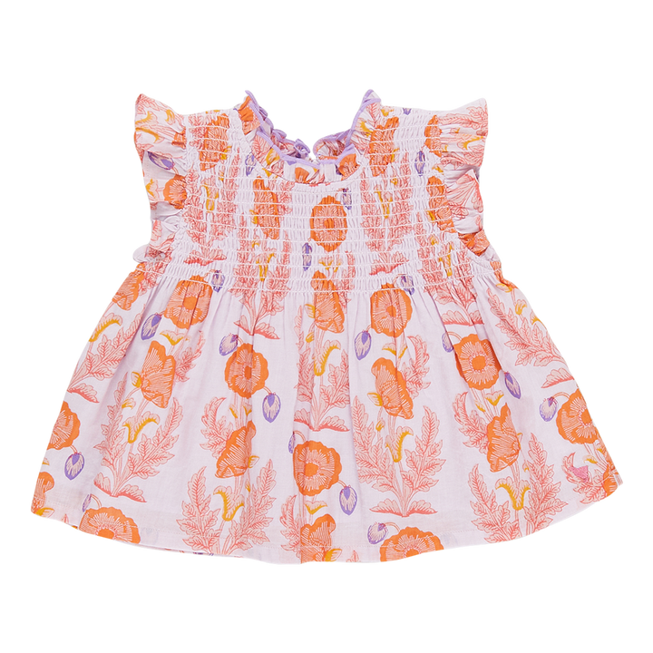 Girls Stevie Top - Purple Gilded Floral