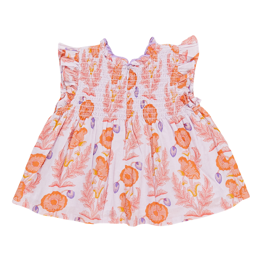 Girls Stevie Top - Purple Gilded Floral