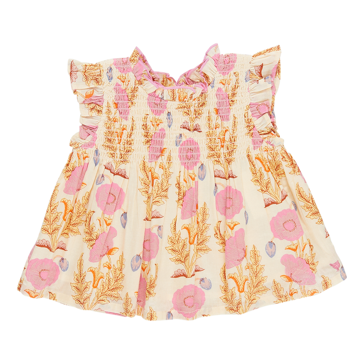 Girls Stevie Top - Pink Gilded Floral