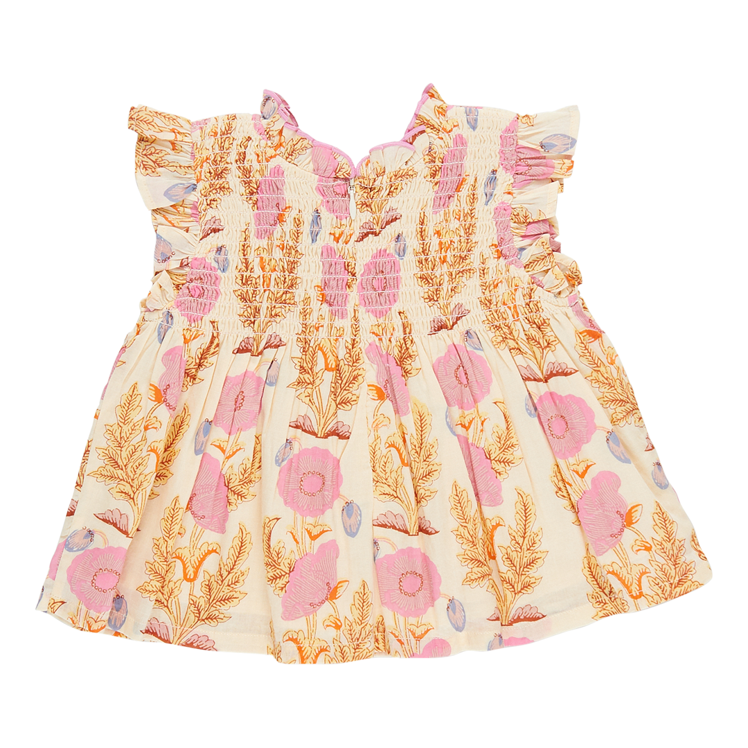 Girls Stevie Top - Pink Gilded Floral