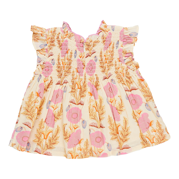 Girls Stevie Top - Pink Gilded Floral
