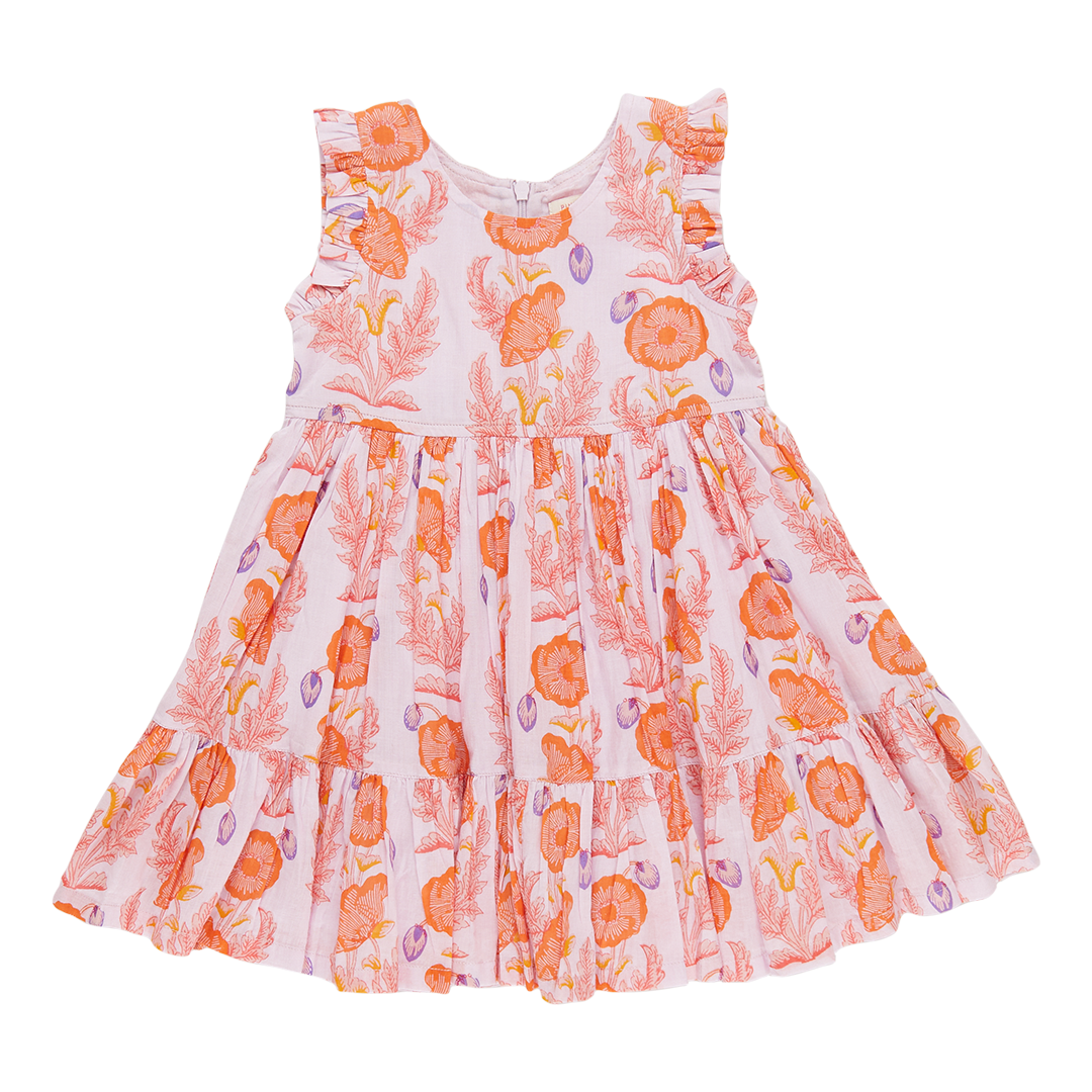 Girls Kelsey Dress - Purple Gilded Floral