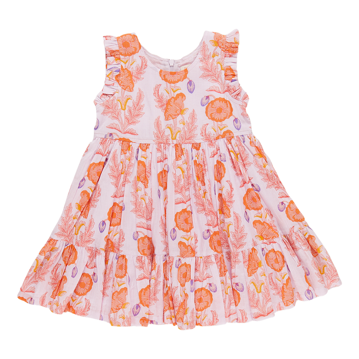 Girls Kelsey Dress - Purple Gilded Floral