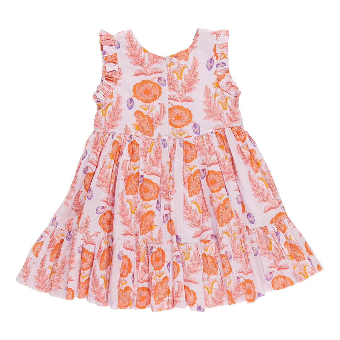 Girls Kelsey Dress - Purple Gilded Floral