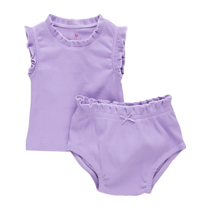 Baby Girls Organic Ruffle Rib 2 Piece Set - Viola Purple