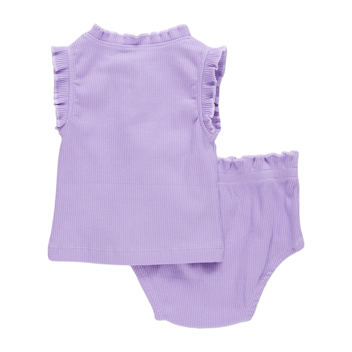 Baby Girls Organic Ruffle Rib 2 Piece Set - Viola Purple