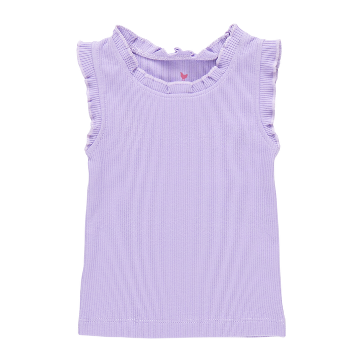Girls Organic Ruffle Rib Tank - Viola Purple