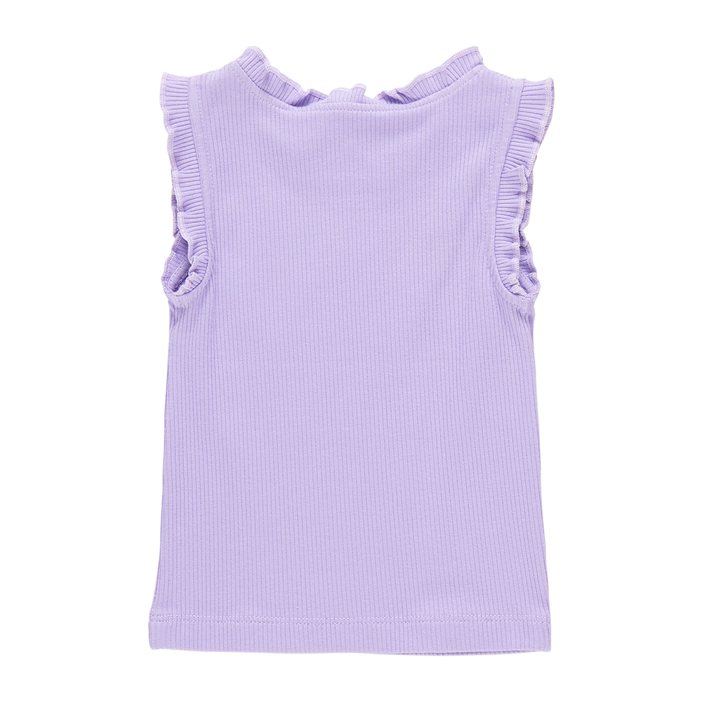 Girls Organic Ruffle Rib Tank - Viola Purple