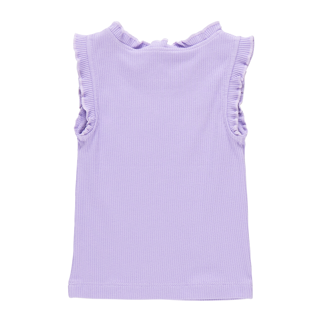 Girls Organic Ruffle Rib Tank - Viola Purple