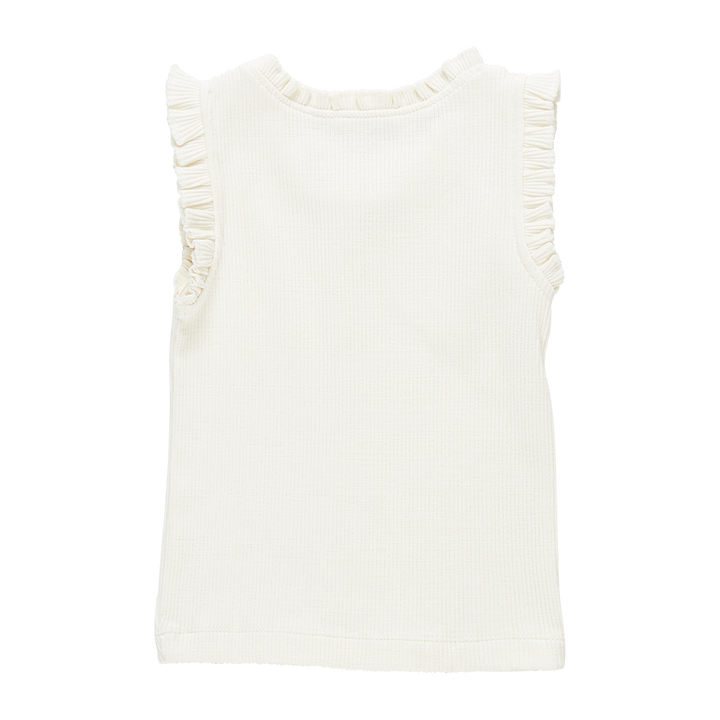 Girls Organic Ruffle Rib Tank - Gardenia White