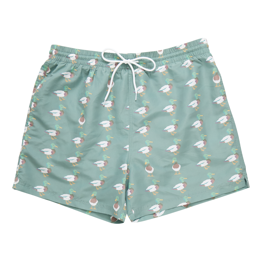 Mens Swim Trunk - Green Mallard Friends