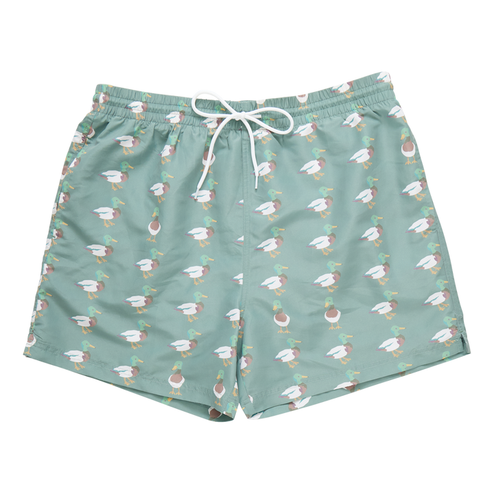 Mens Swim Trunk - Green Mallard Friends