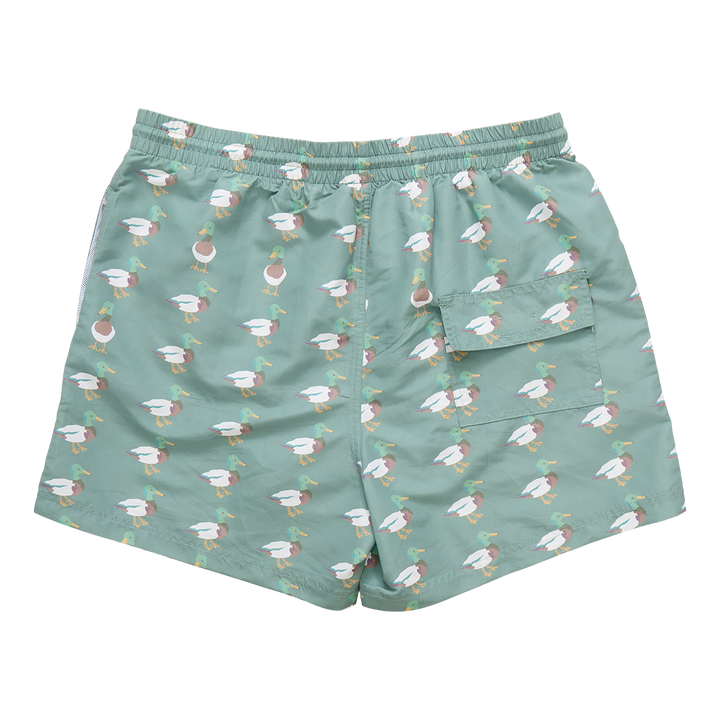 Mens Swim Trunk - Green Mallard Friends