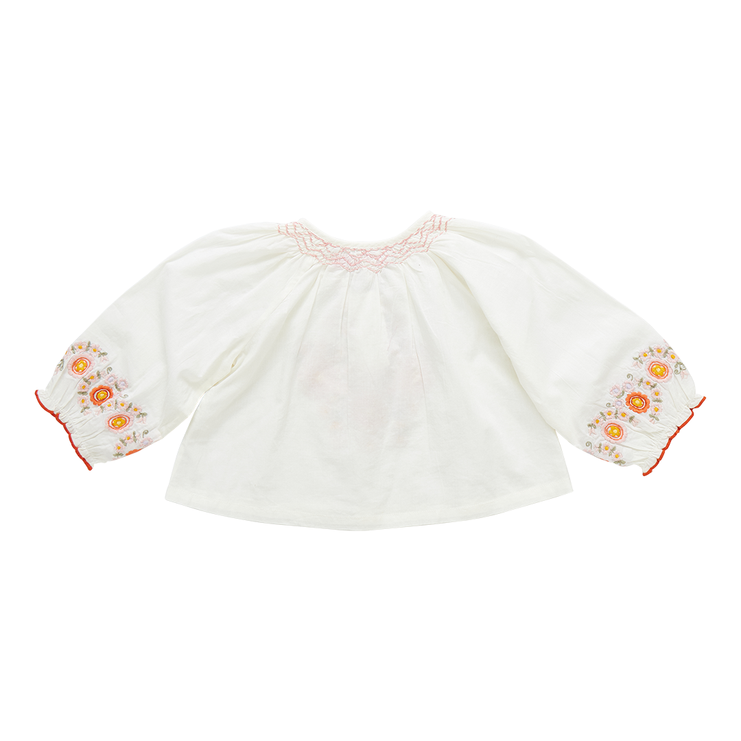 Girls Ava Top - Multi Pink Embroidery