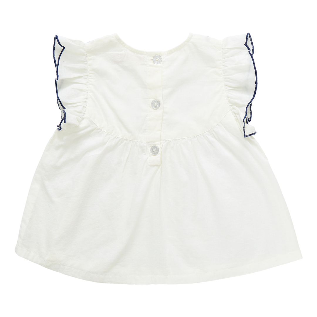 Girls Kari Top - Multi Blue Embroidery