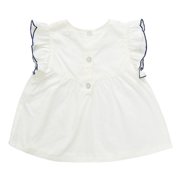 Girls Kari Top - Multi Blue Embroidery