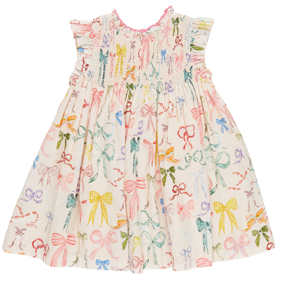 Girls Stevie Dress - Watercolor Bows
