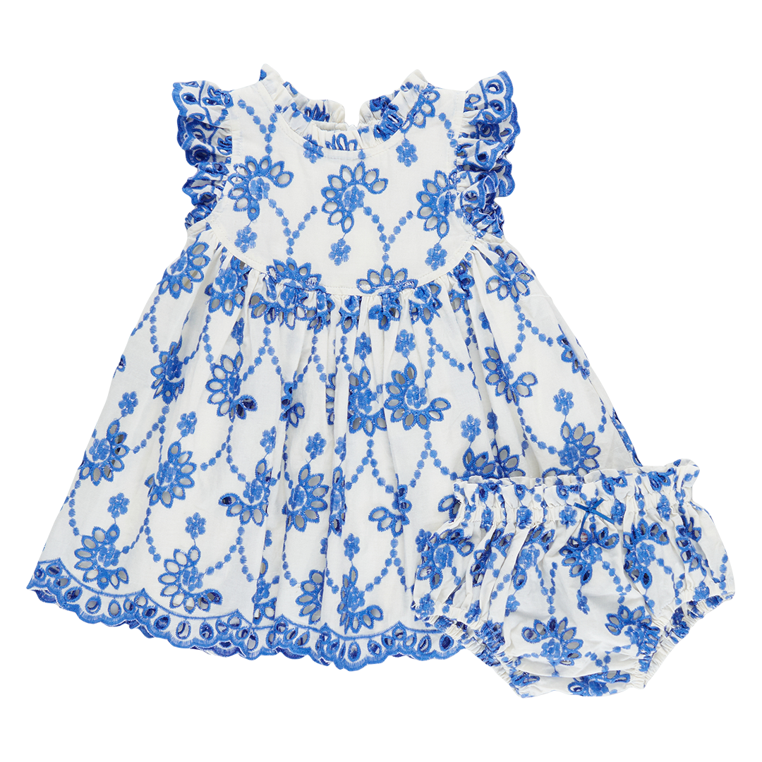 Baby Girls Cynthia Dress Set - Blue Eyelet