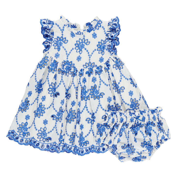 Baby Girls Cynthia Dress Set - Blue Eyelet
