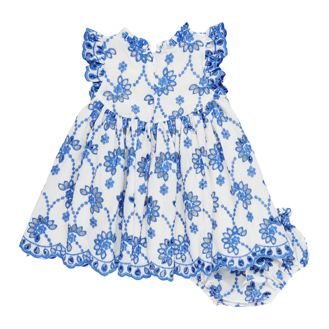 Baby Girls Cynthia Dress Set - Blue Eyelet