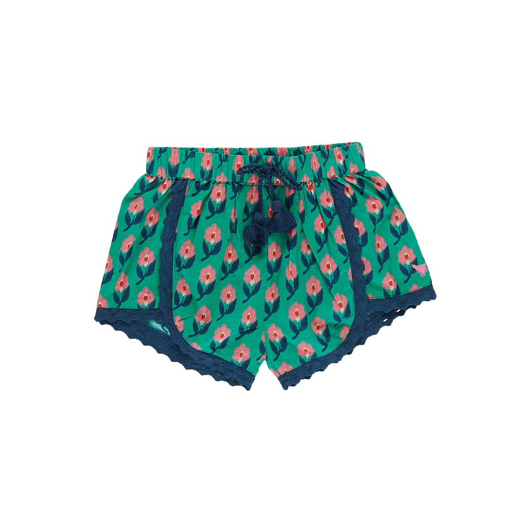 Girls Millie Short - Green Ikat Floral