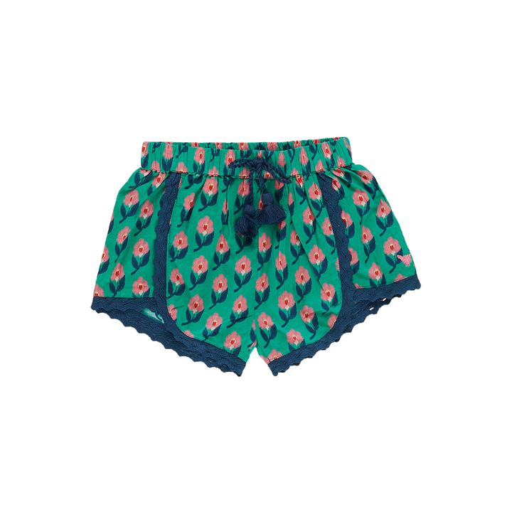 Girls Millie Short - Green Ikat Floral