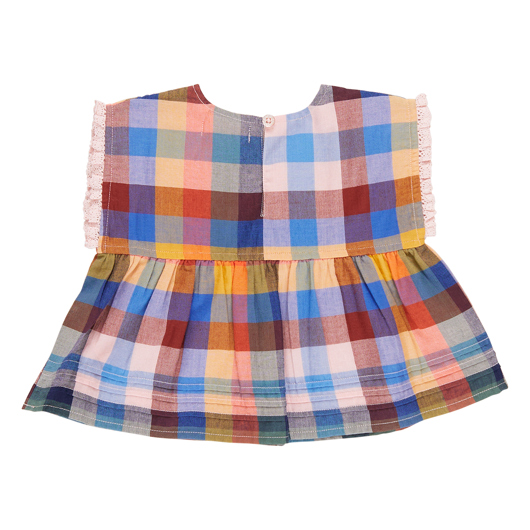 Girls Clary Top - Technicolor Check
