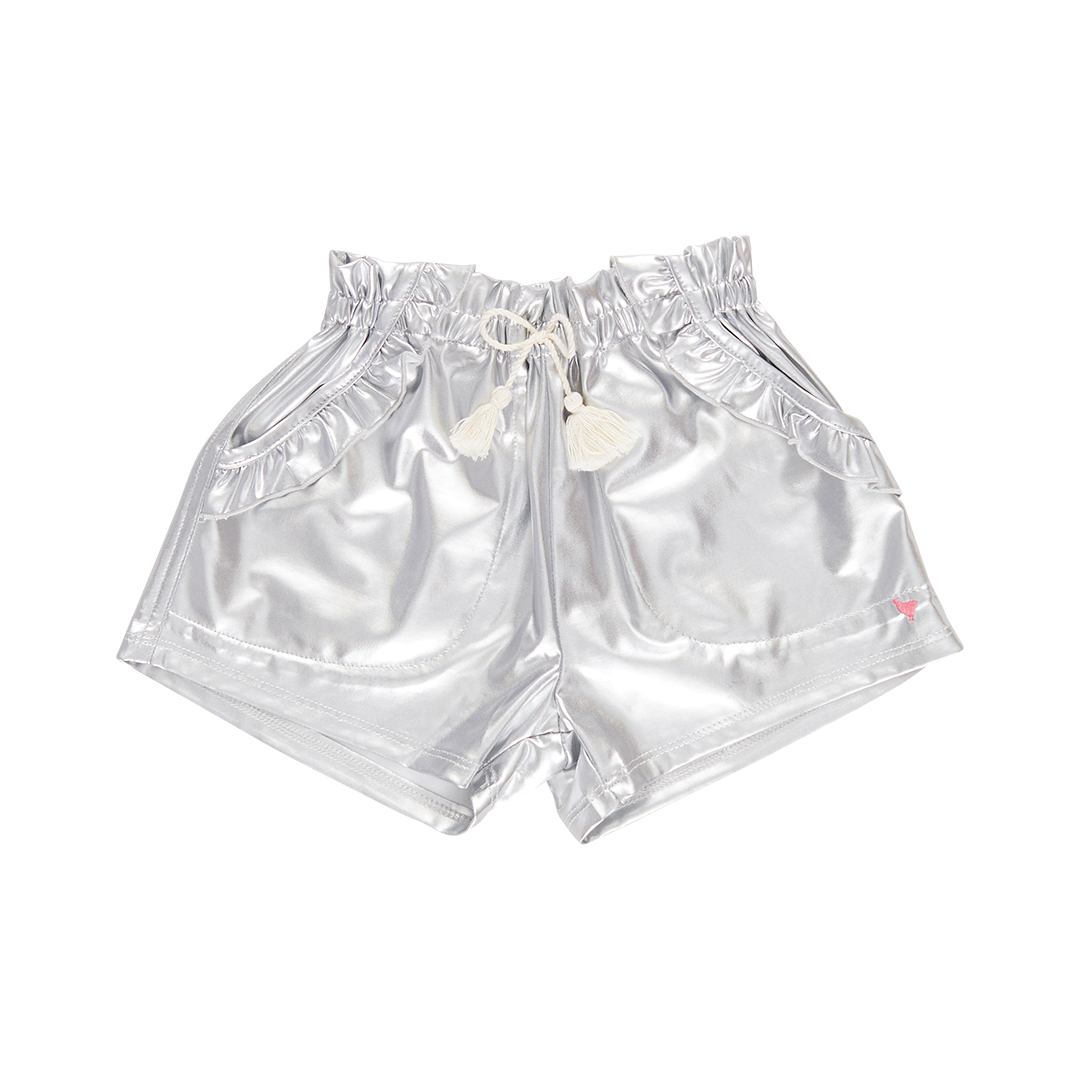 Girls Theodore Short - Silver Lame