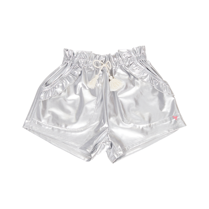 Girls Theodore Short - Silver Lame