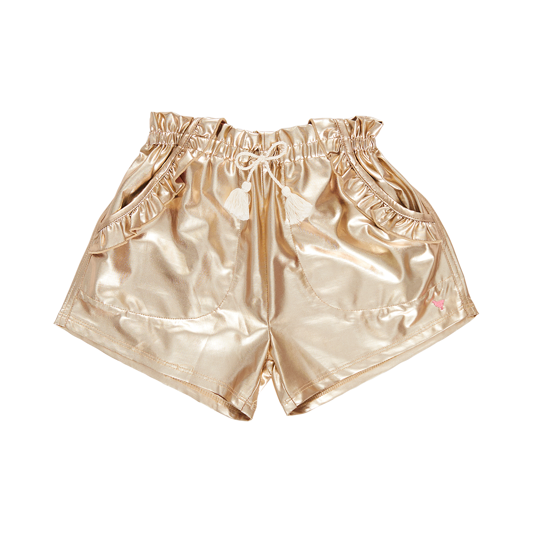 Girls Theodore Short - Gold Lame