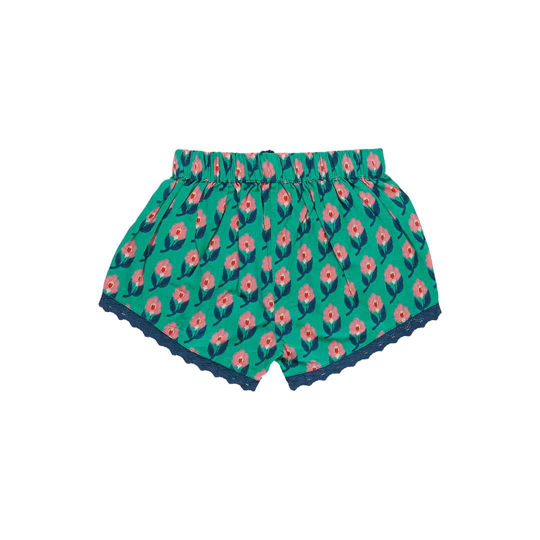 Girls Millie Short - Green Ikat Floral