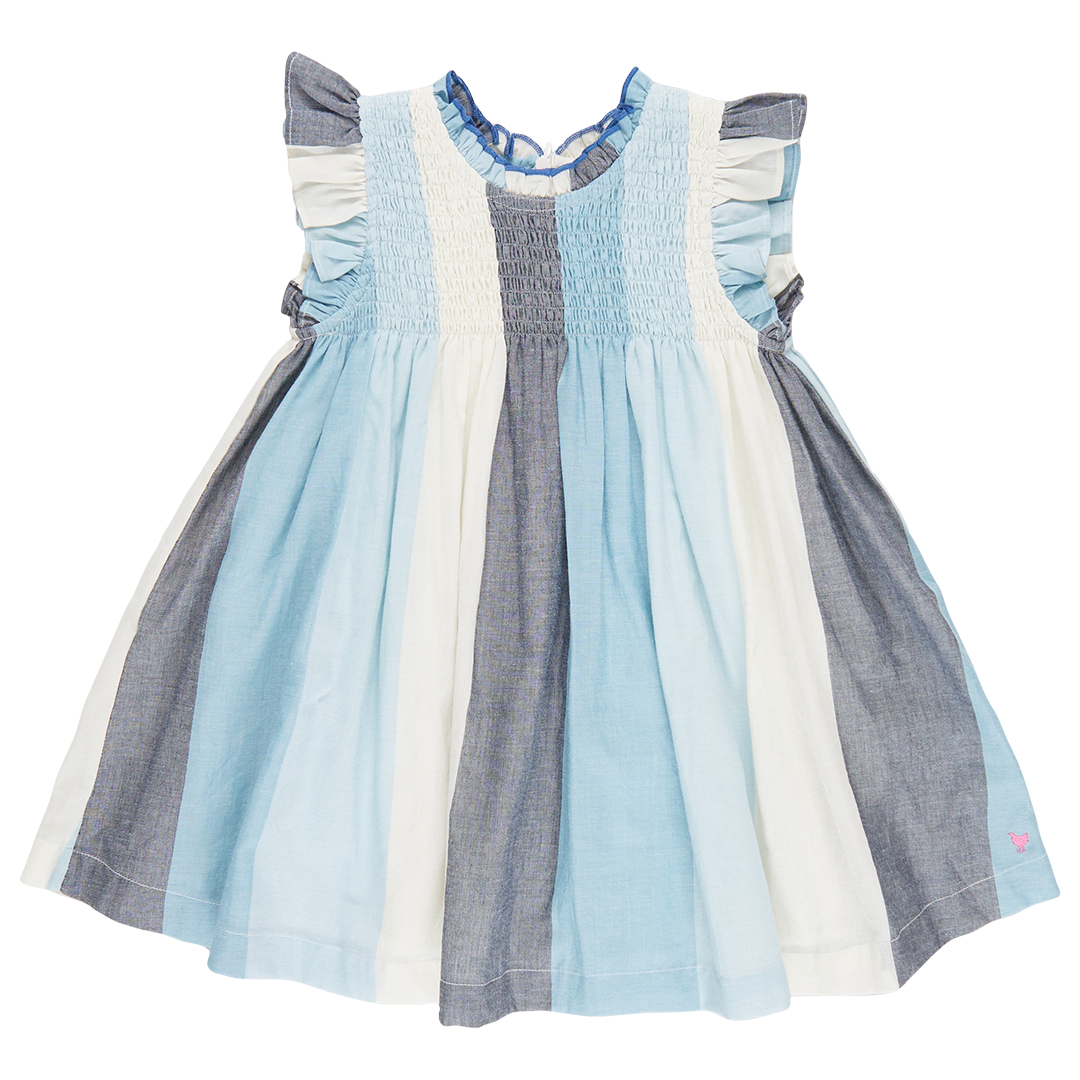 Girls Stevie Dress Ocean Stripe K&K's Giving Tree