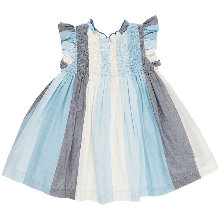 Girls Stevie Dress - Ocean Stripe
