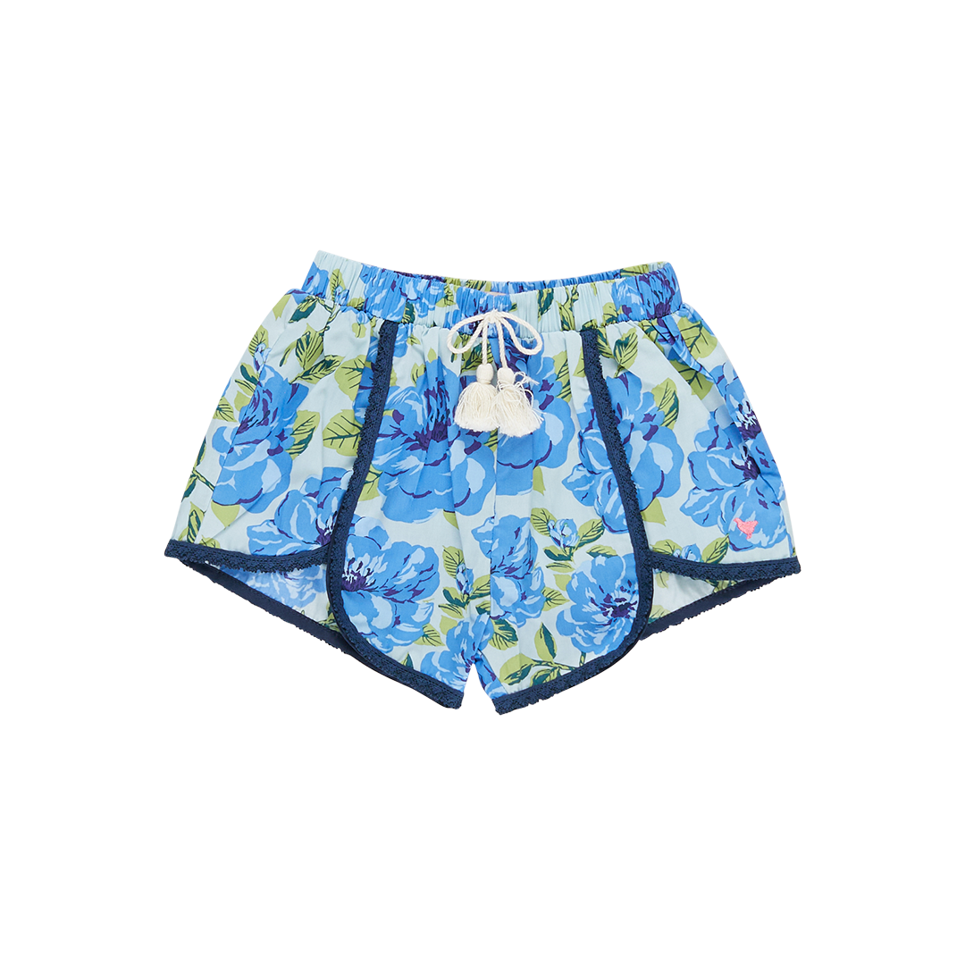 Girls Millie Short - Blue Peonies