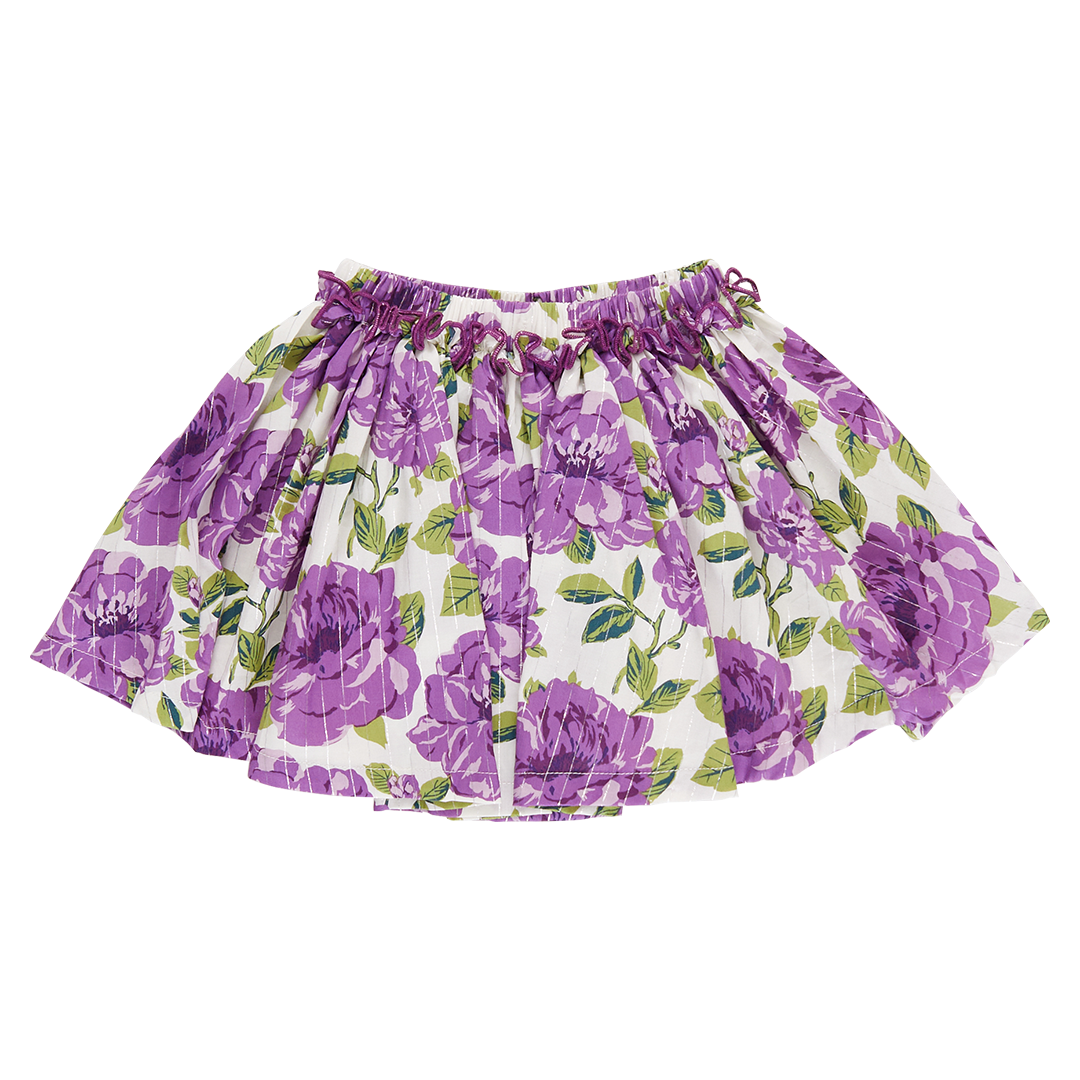 Girls Gianna Skirt - Purple Peonies