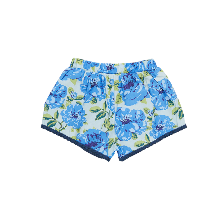 Girls Millie Short - Blue Peonies