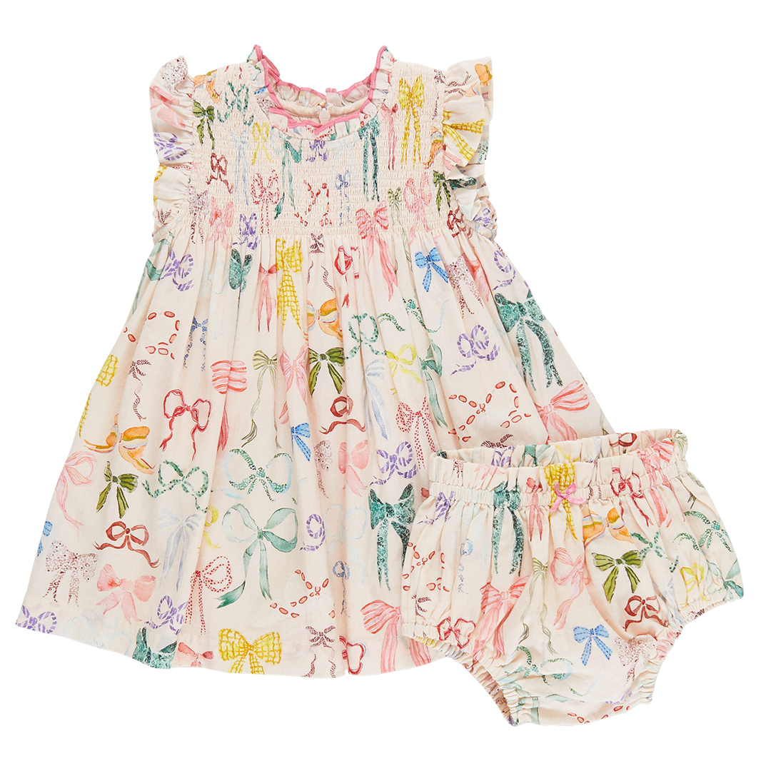 Baby Girls Stevie Dress Set - Watercolor Bows