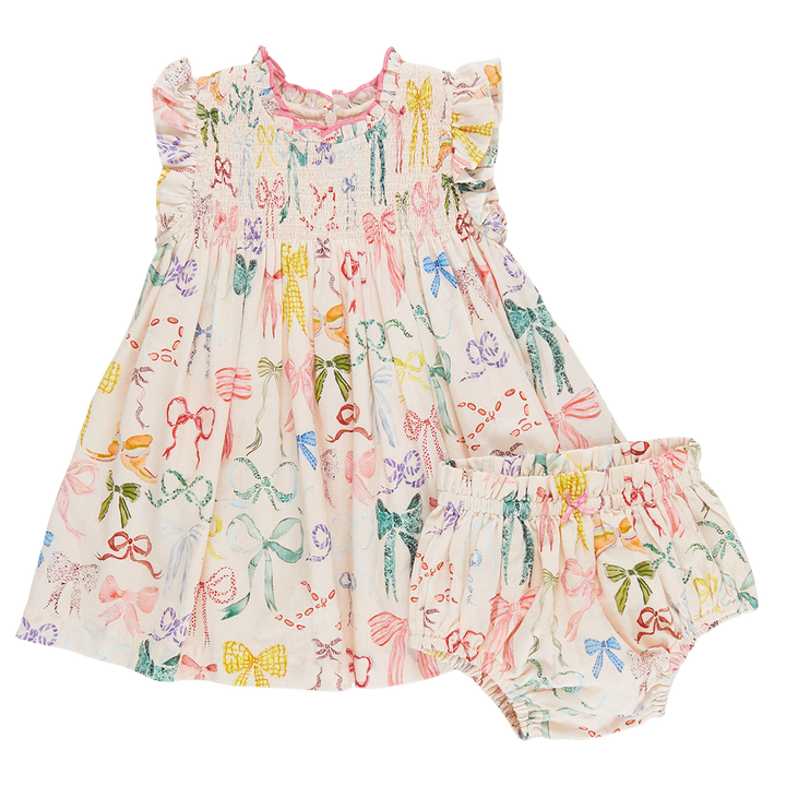 Baby Girls Stevie Dress Set - Watercolor Bows