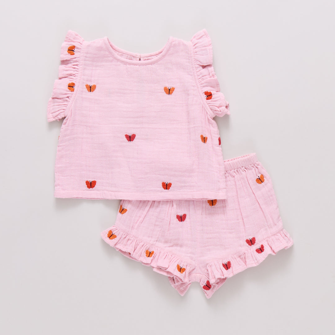 Baby Girls Roey 2-PC Set - Butterfly Embroidery