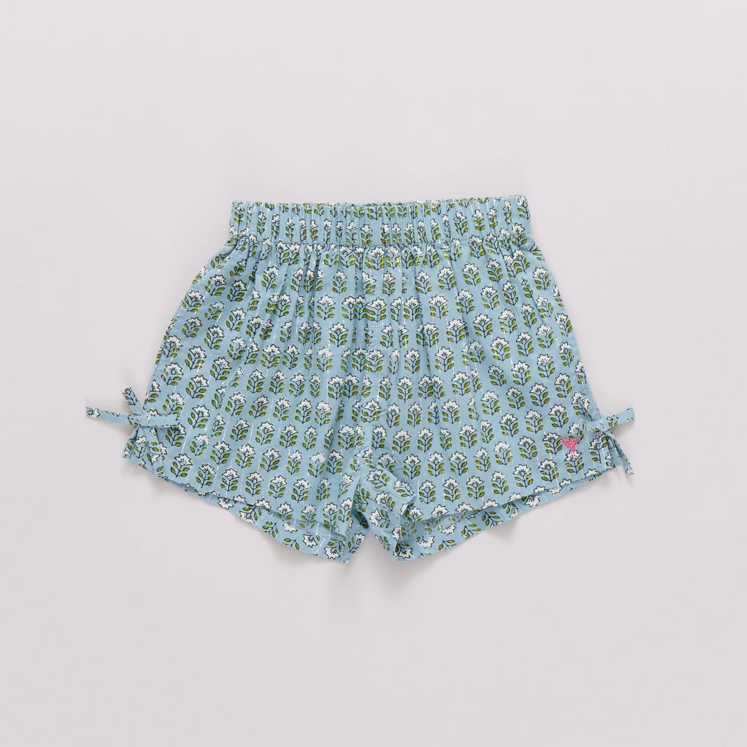 Girls Jules Short - Blue Prairie Block Print