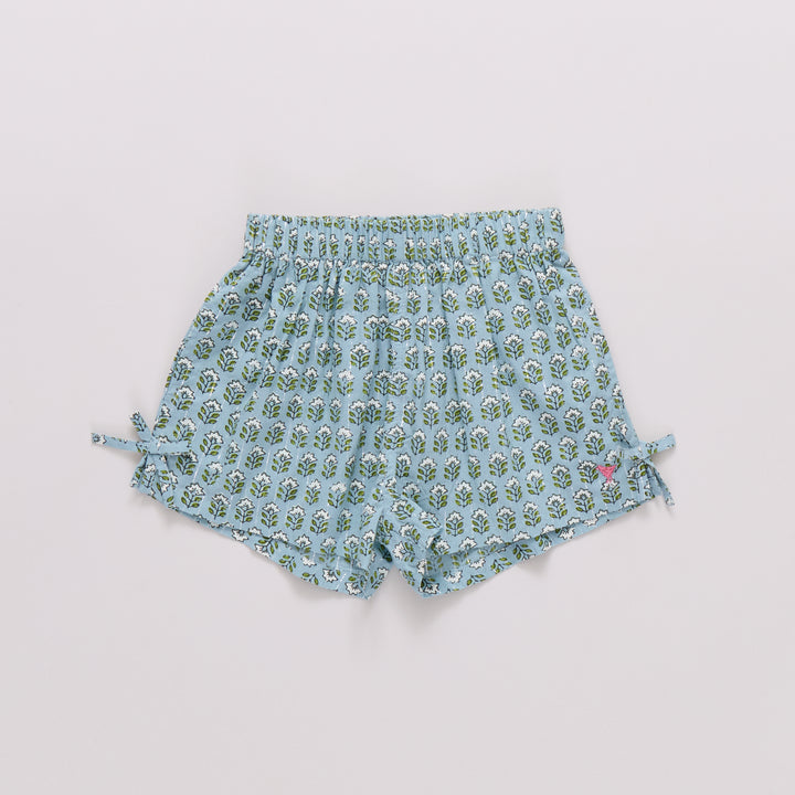 Girls Jules Short - Blue Prairie Block Print