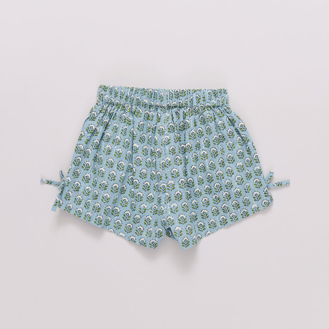 Girls Jules Short - Blue Prairie Block Print