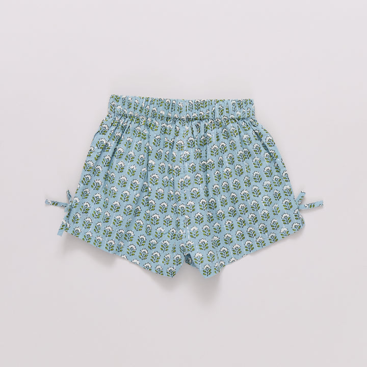 Girls Jules Short - Blue Prairie Block Print
