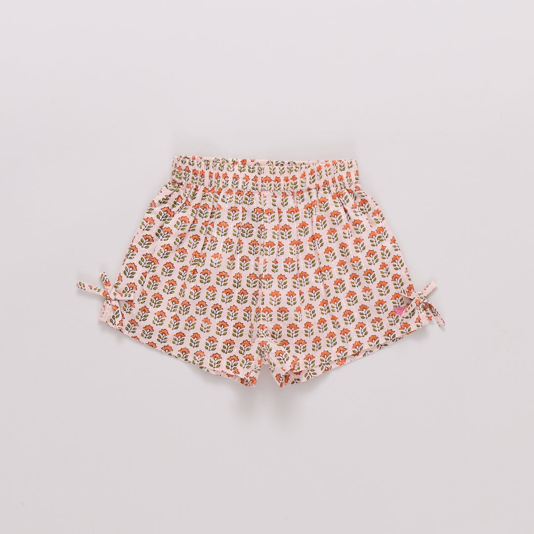 Girls Jules Short - Pink Prairie Block Print