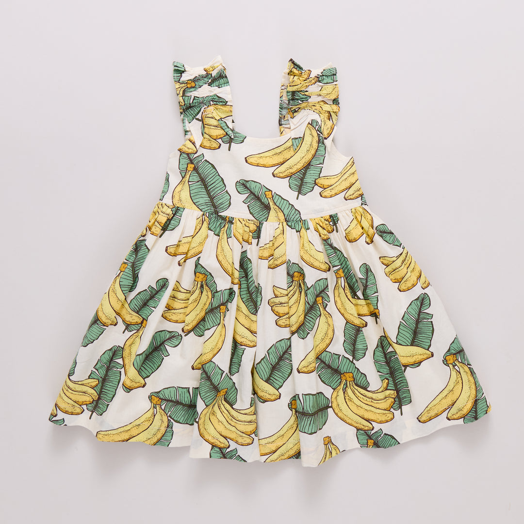 Girls Via Dress - Banana Leaves