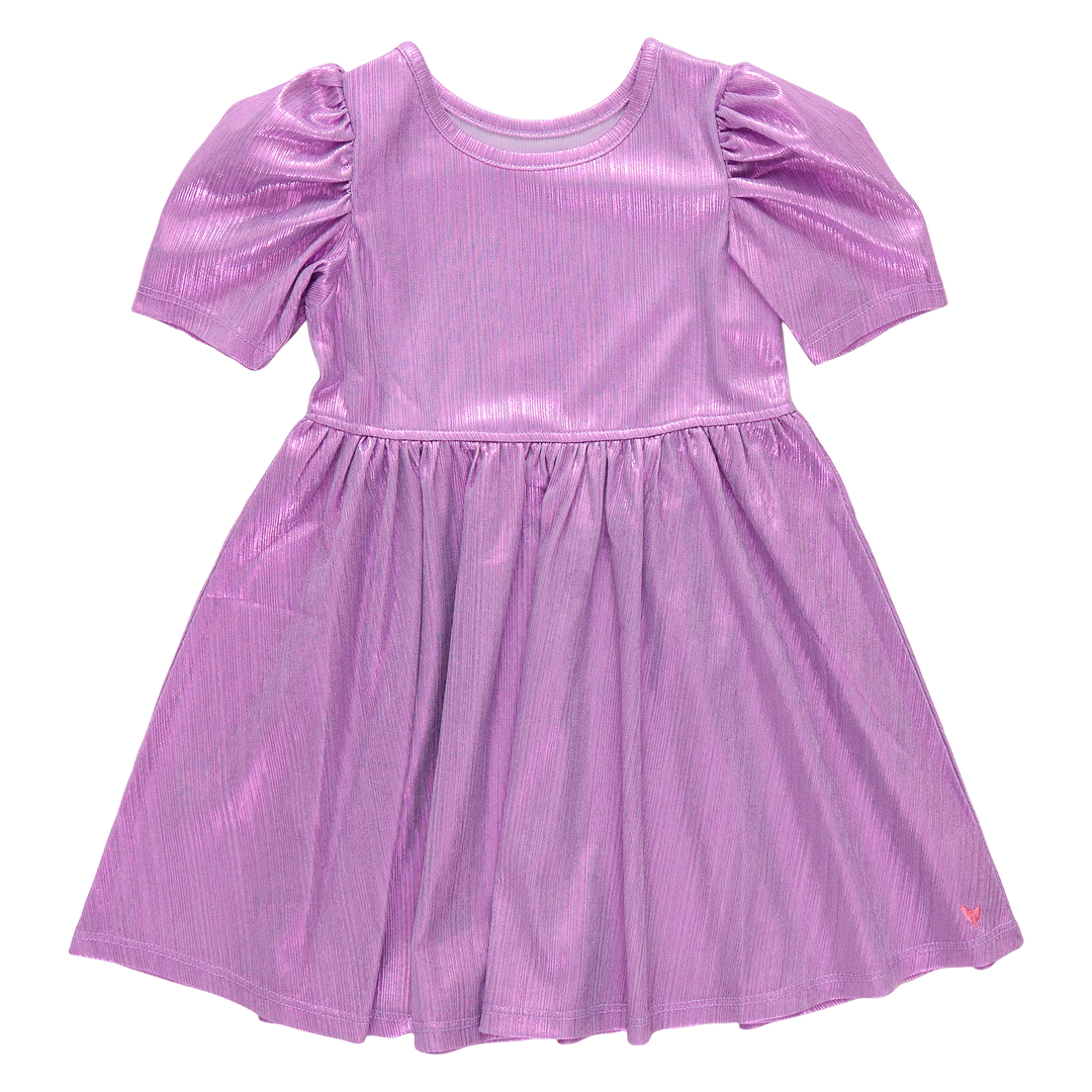 Girls Lame Laurie Dress - Lavender