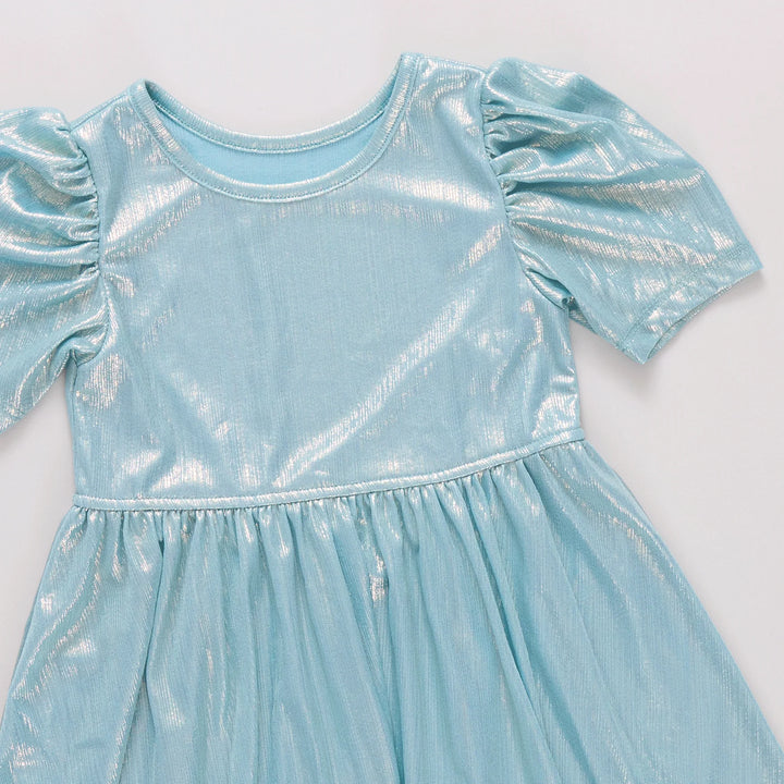 Girls Lame Laurie Dress - Ice Blue