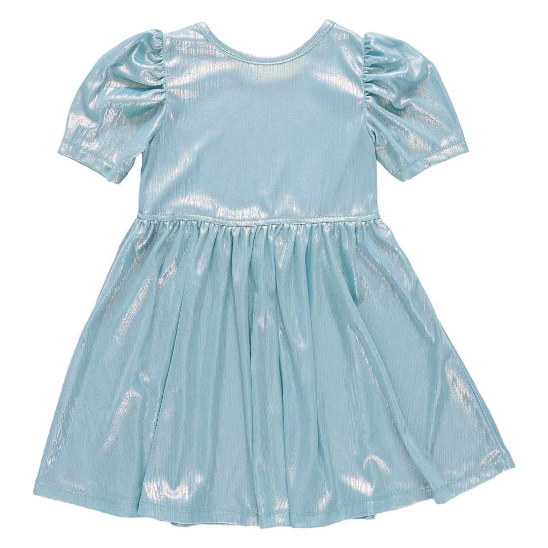 Girls Lame Laurie Dress - Ice Blue